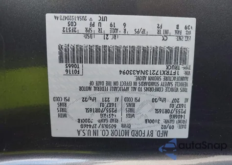 2003 Ford F-150 Xl/Xlt from USA, damaged, VIN 1FTRX17213NA33094